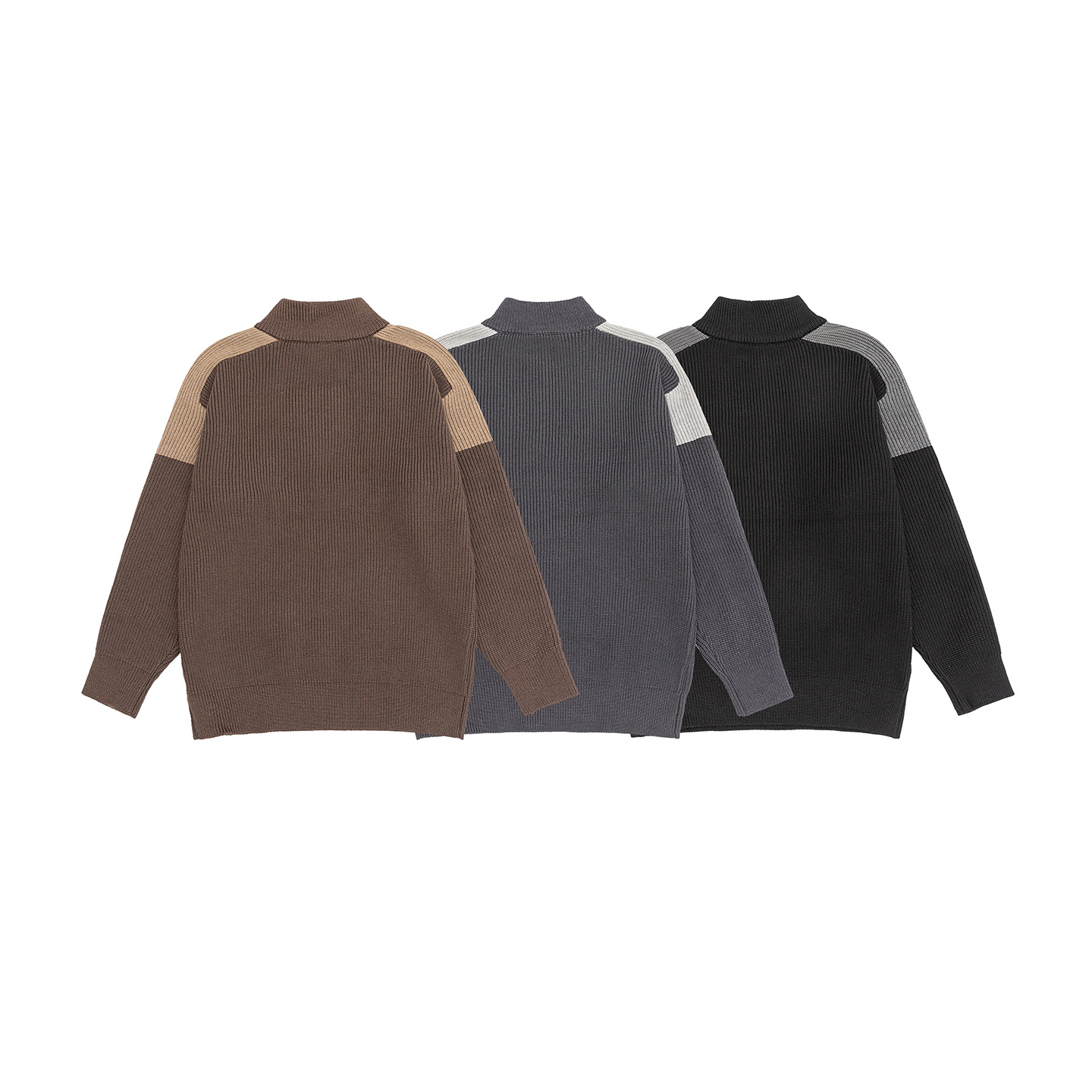 Unisex Loose Fit Long Sleeve Funnel Neck Sweater