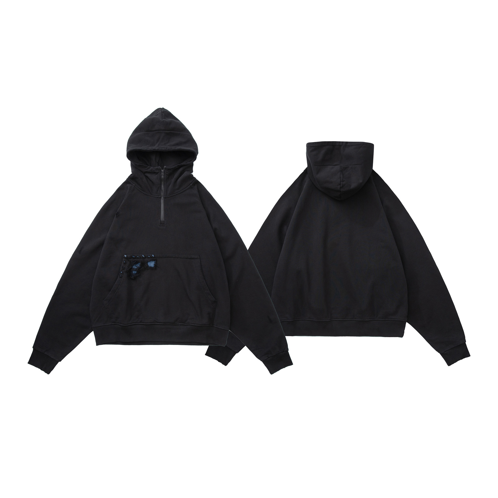 Loose Fit Printed Destroyed Hoodie