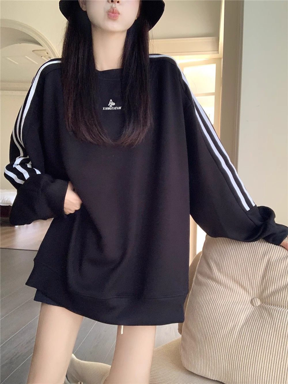 Oversized Japanese Korean Hip-Length Crew Sweater