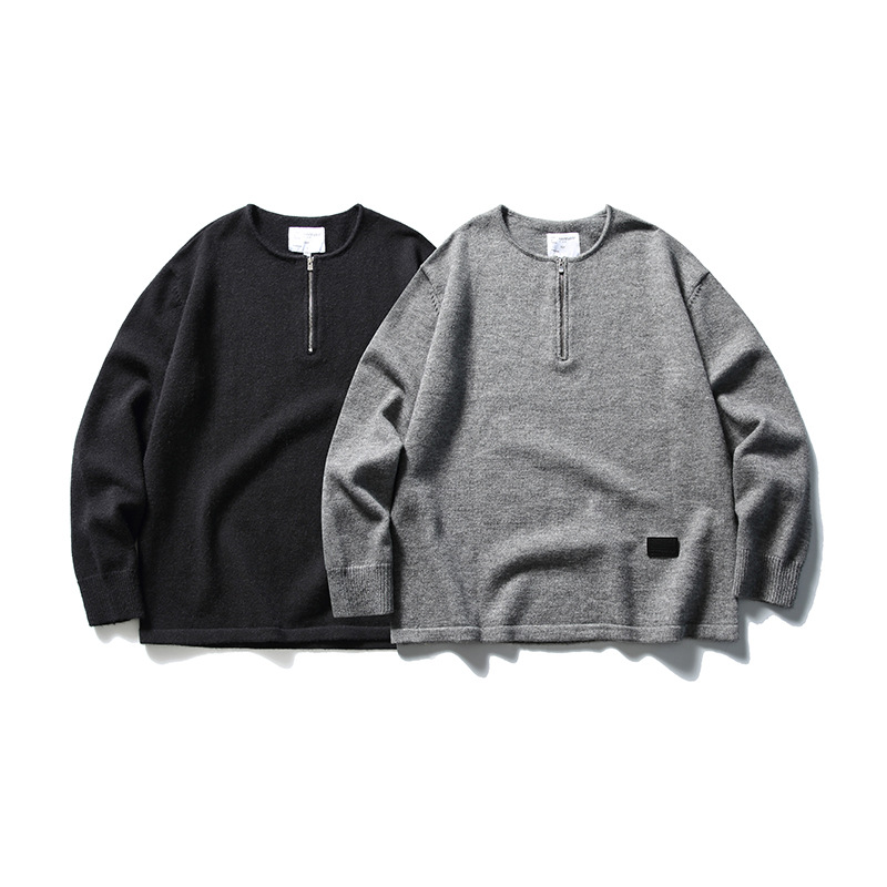 Oversized Vintage Crew Zipper Sweater