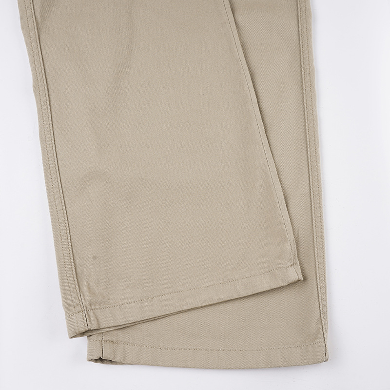 Retro khaki high waisted straight leg jeans for women