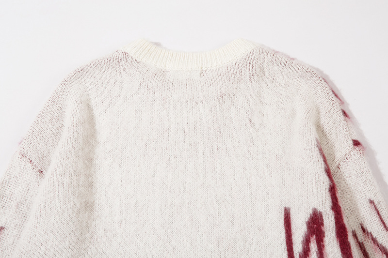 Slouchy Long Sleeve Cotton Polyester Crew Collar Sweater