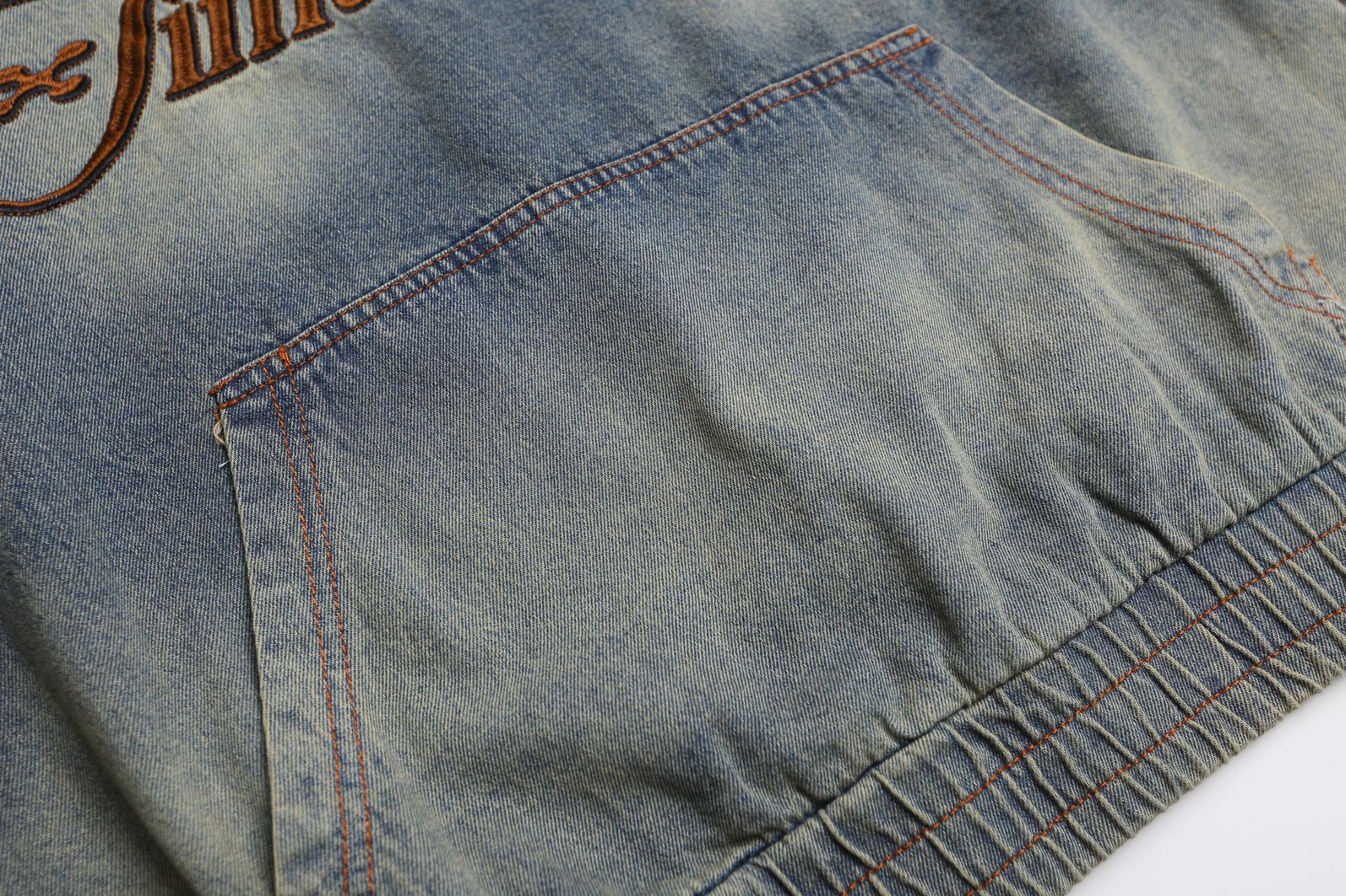 Faded Blue Cotton Embellished Hoody