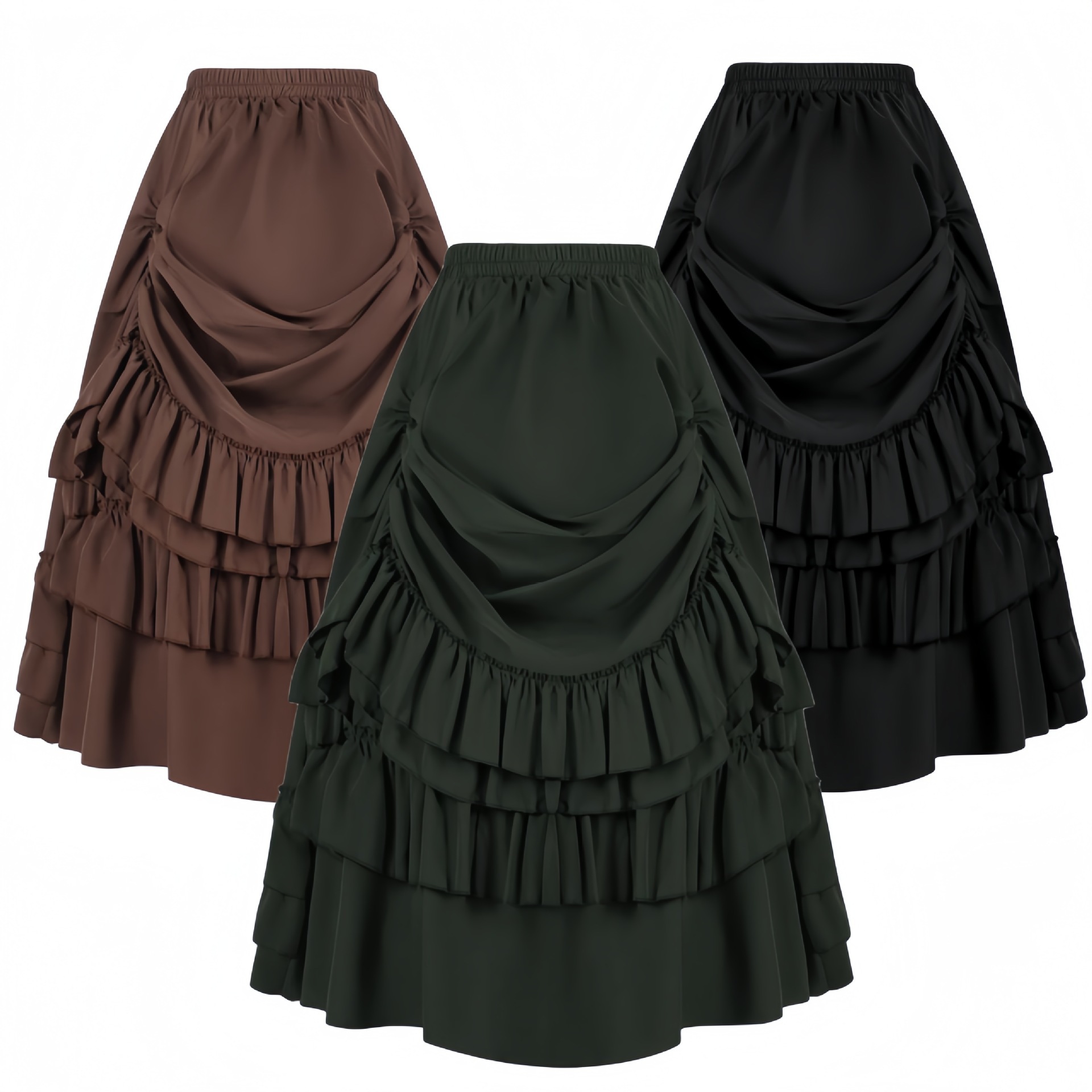 Ladies' Dark Historical Polyester Costume Skirt