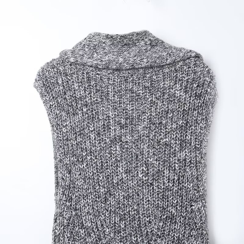 Turtleneck Sleeve-Free High Waist Polyester Dress
