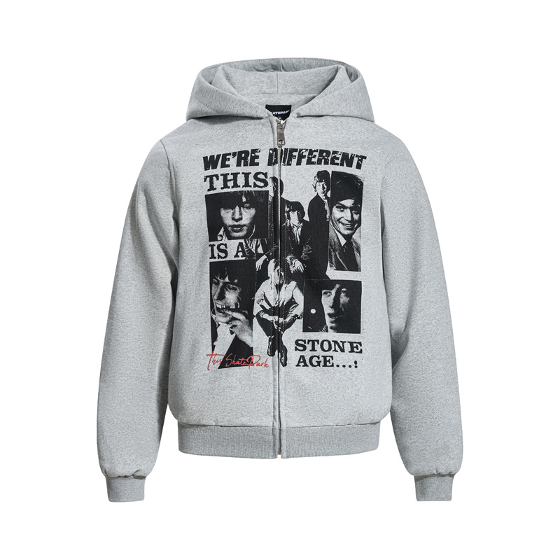 Urban Retro Musician Graphic Zippered Hoodie