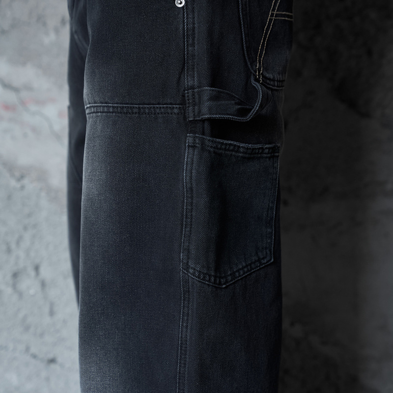 Loose Washed Multi-Pocket Straight Leg Wide Leg Jeans Unisex Loose Versatile Drapey Long Pants
