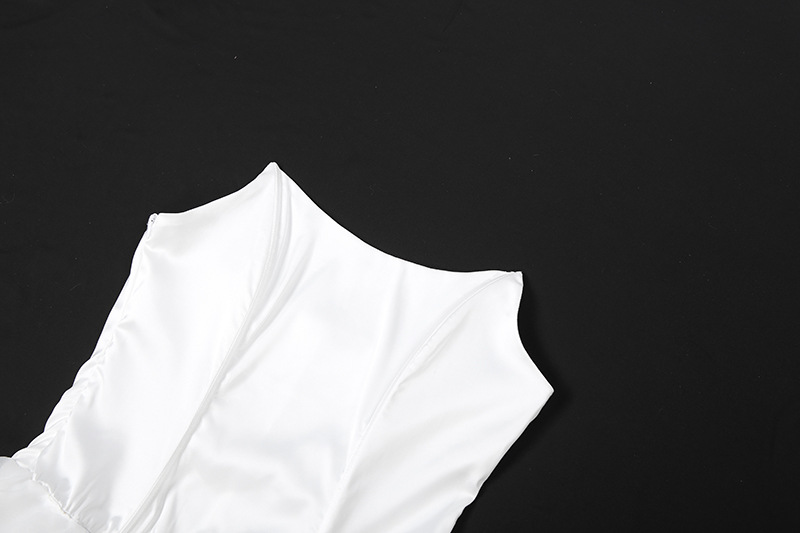 Collarless Bandeau High Waist Open Back Bodycon Dress