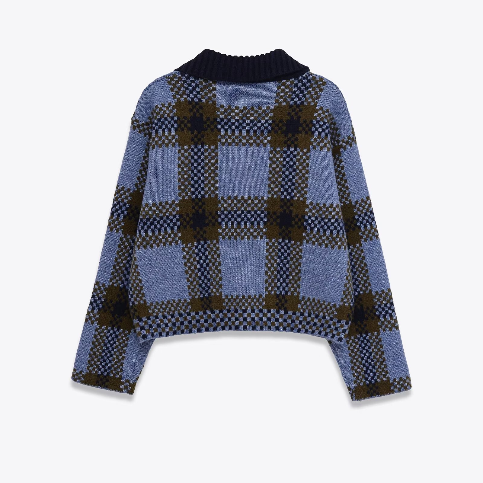 Plaid knitted jacket