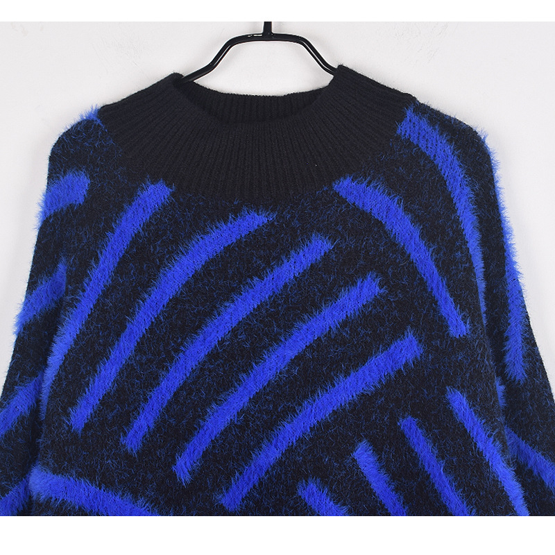Ladies Oversized Colorblock Mock Neck Sweater