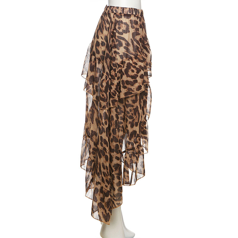 Leopard high waisted loose skirt for women