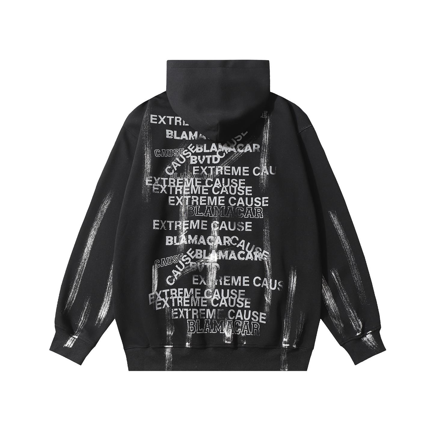 Distressed Typography Hoodie
