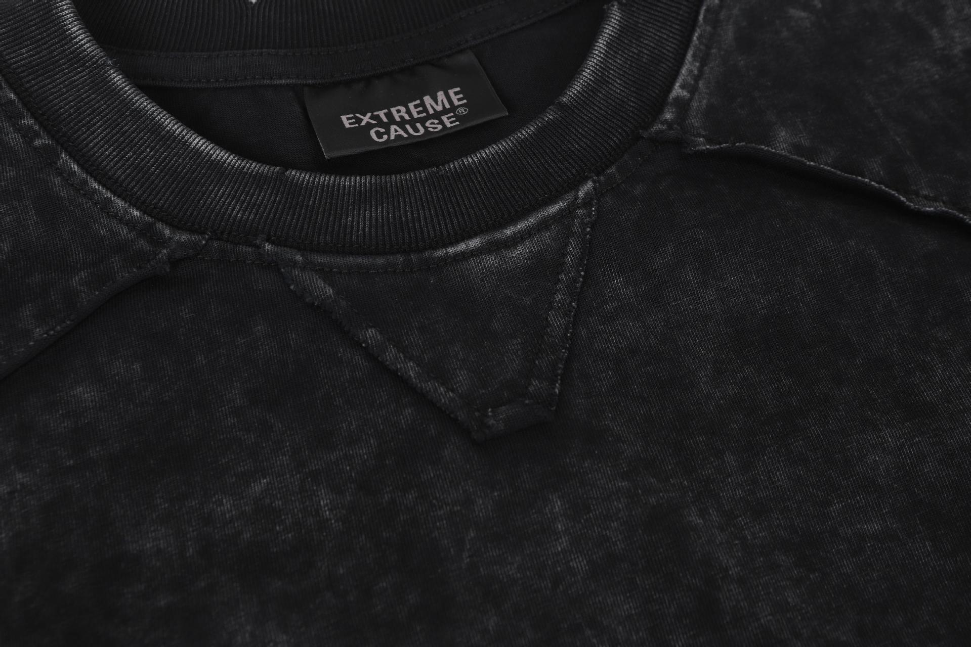 Faded Cotton Long Sleeve Patchwork Hoodie