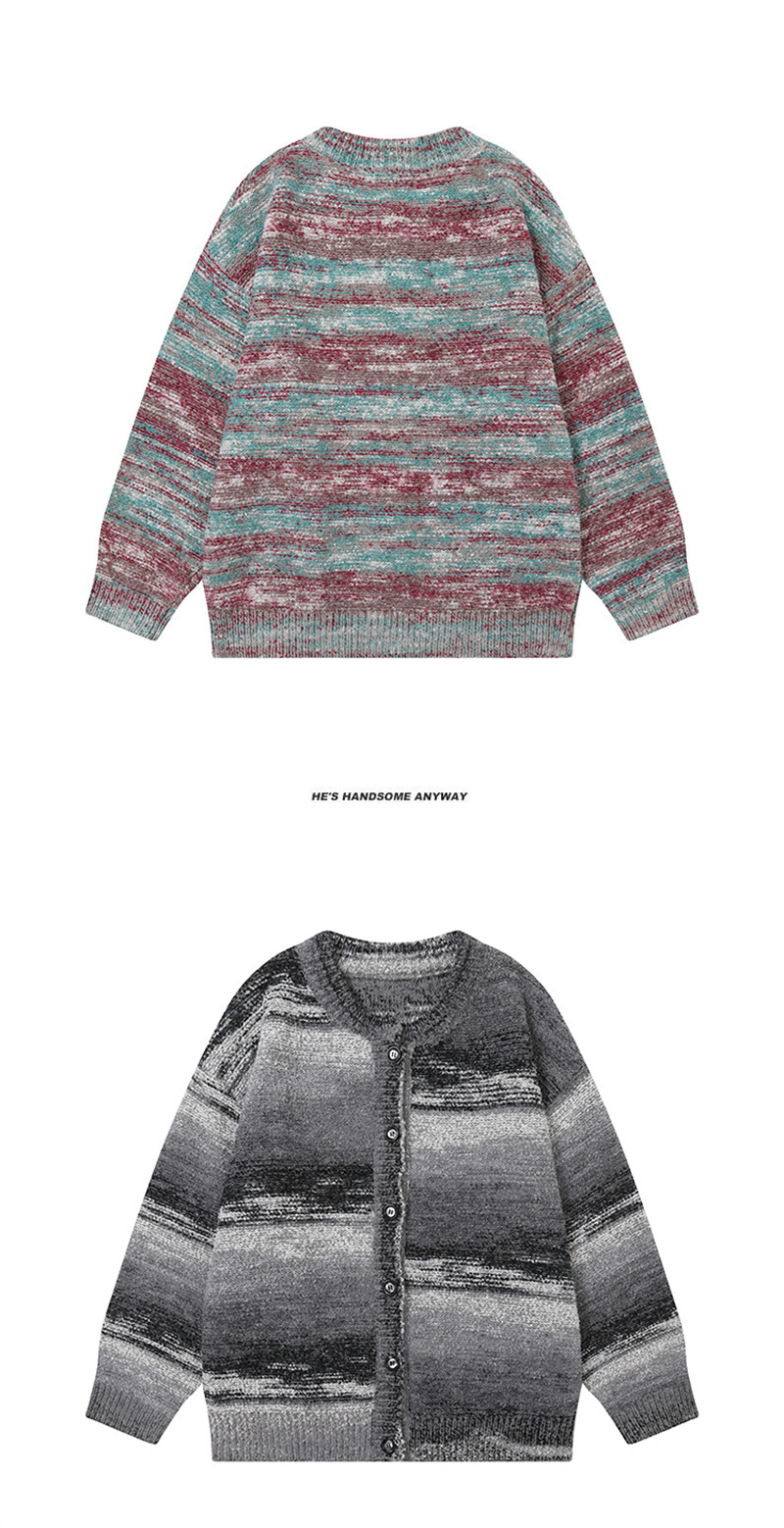 Unisex Oversized Japanese Workwear Jacquard Cardigan