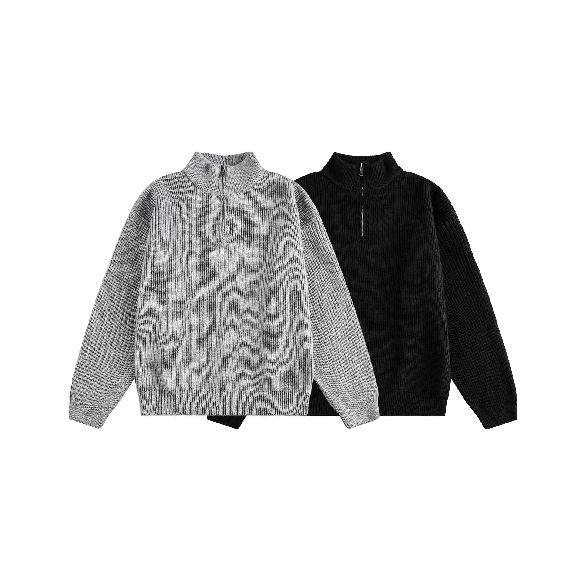 Classic Long Sleeve Mock Turtleneck Zip Sweater