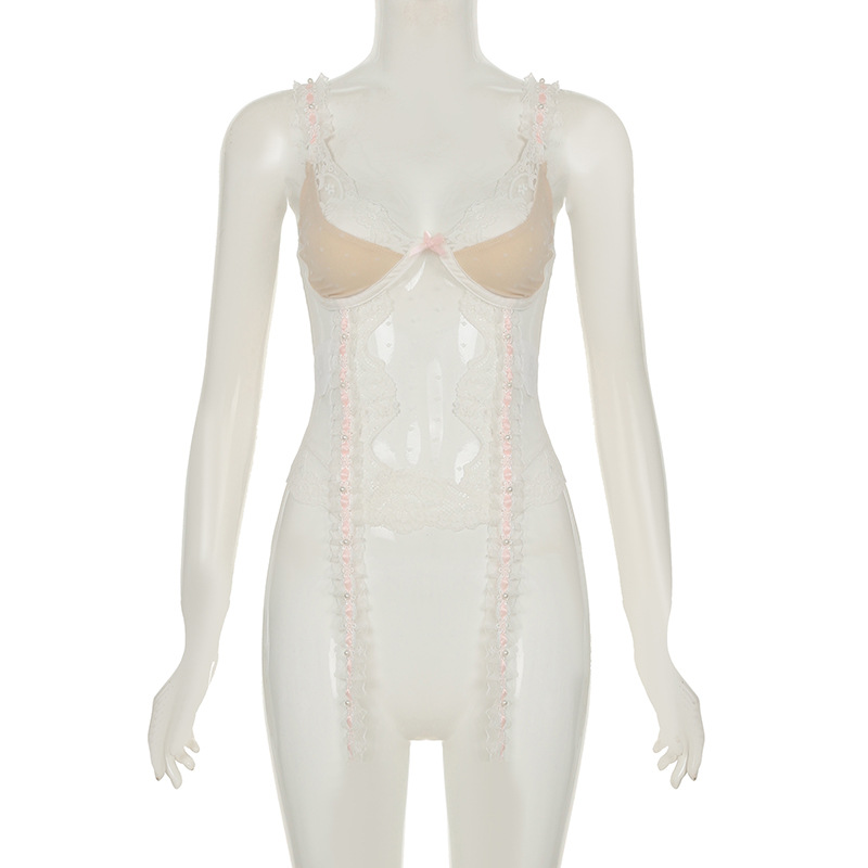 Sheer Plunge Cami Featuring Cutout Panels & Thin Straps