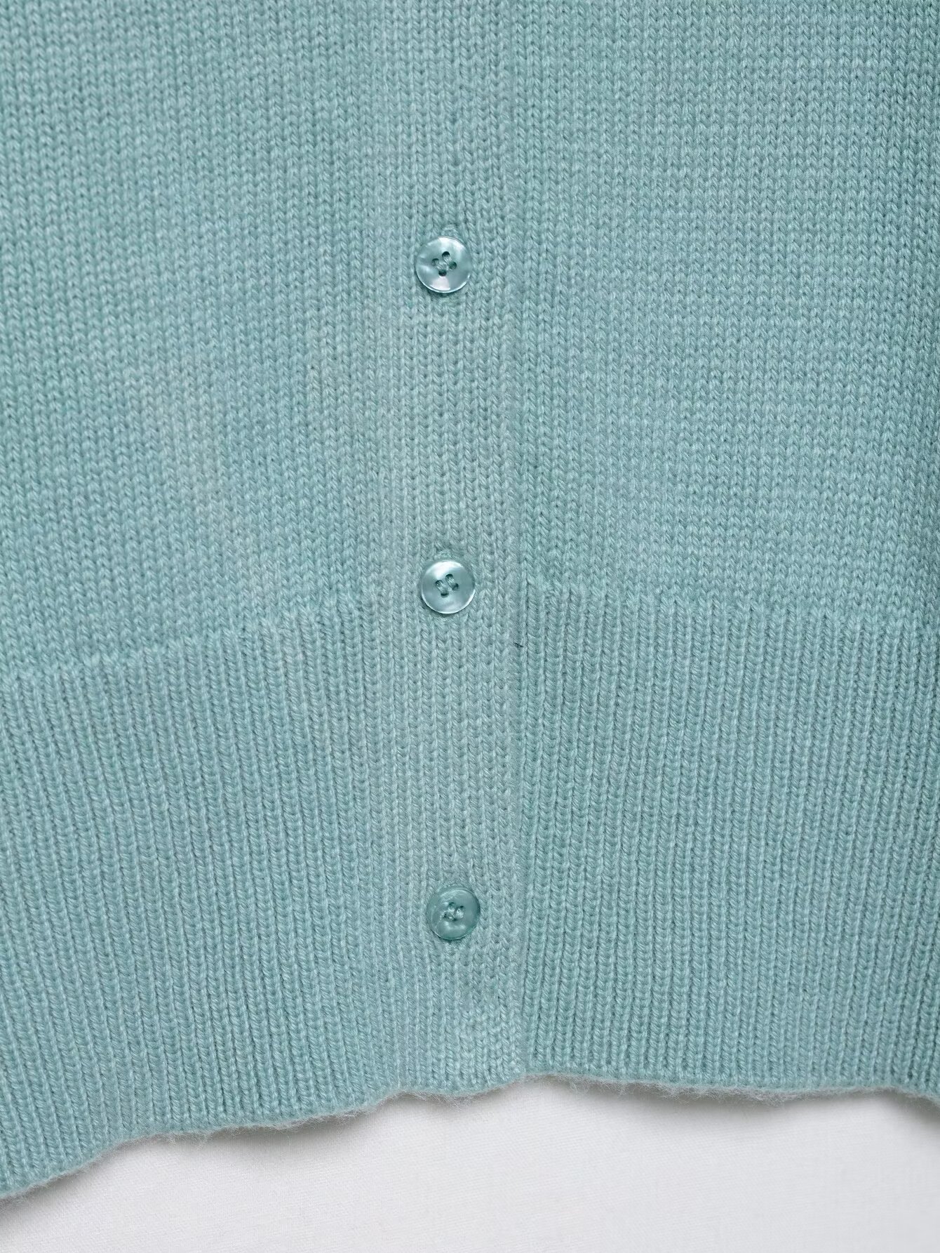 Plain Button-Front Long Sleeve Polyester Sweater
