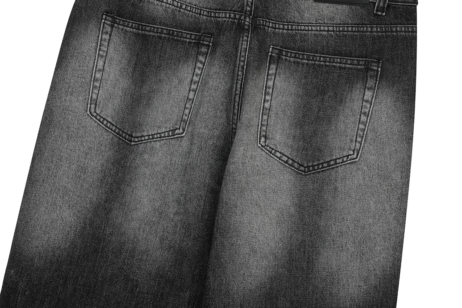 Retro Street Style Cat Whisker Pattern Loose Fit Men's Washed Black Flare Jeans
