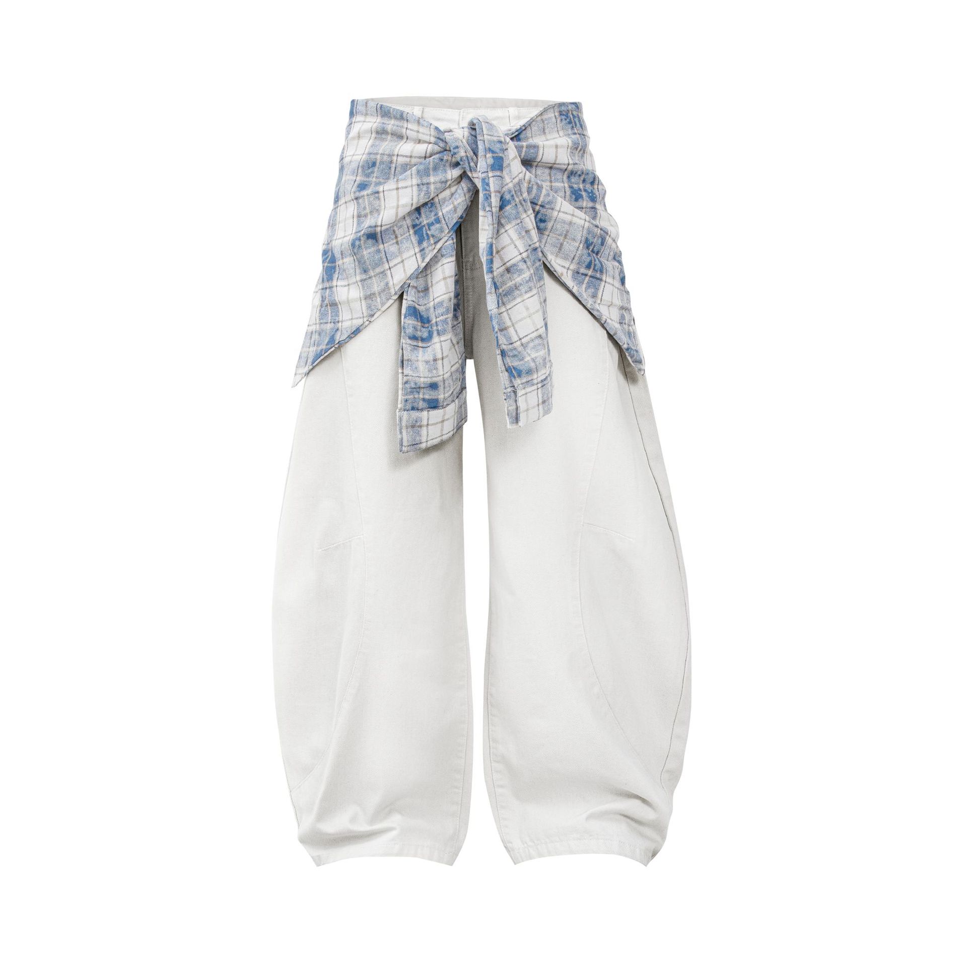 Street Style Vintage Raw Denim Deconstructed Design Men's Loose Cut-Off Jeans