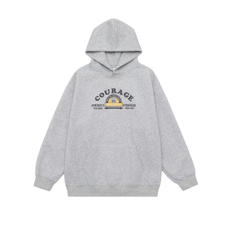 Retro Oversized Cotton Blend Lettering Hoodie