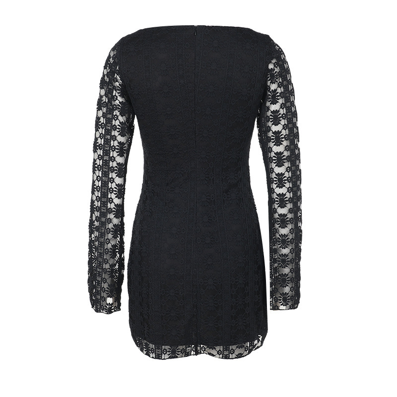 One-Shoulder Long Sleeve Polyester Mini Dress