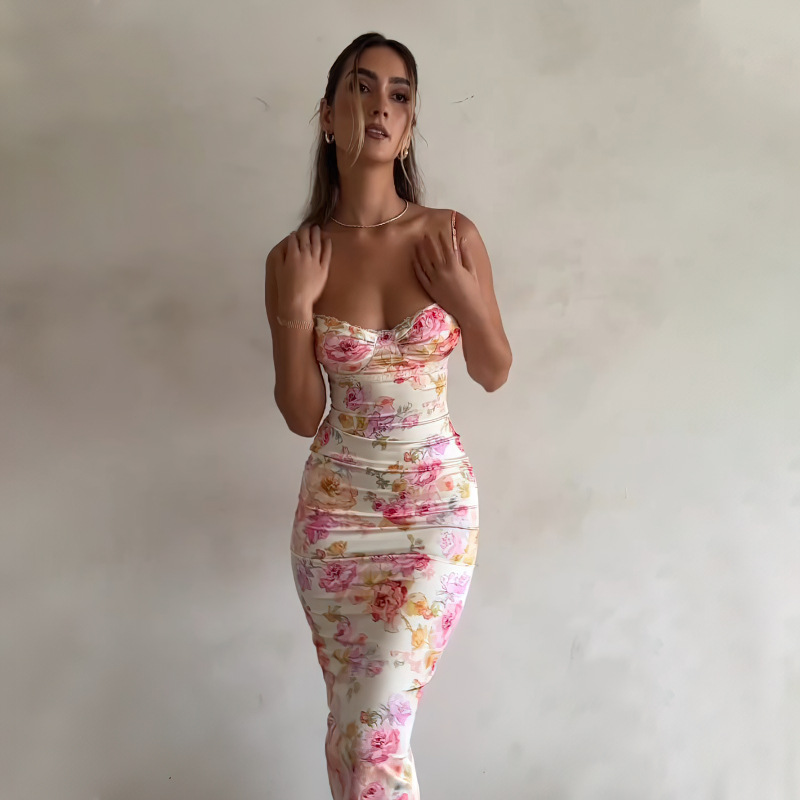 Collarless Sleeveless Straight Cut Mid Waist Polyester Dress