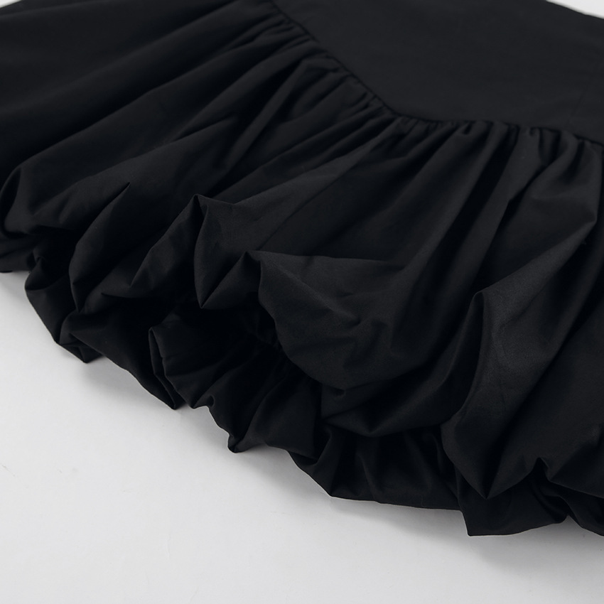 Elegant Cotton High-Waist Bubble Skirt for Office Wear A-Line Skirt Slimming Short Skirt