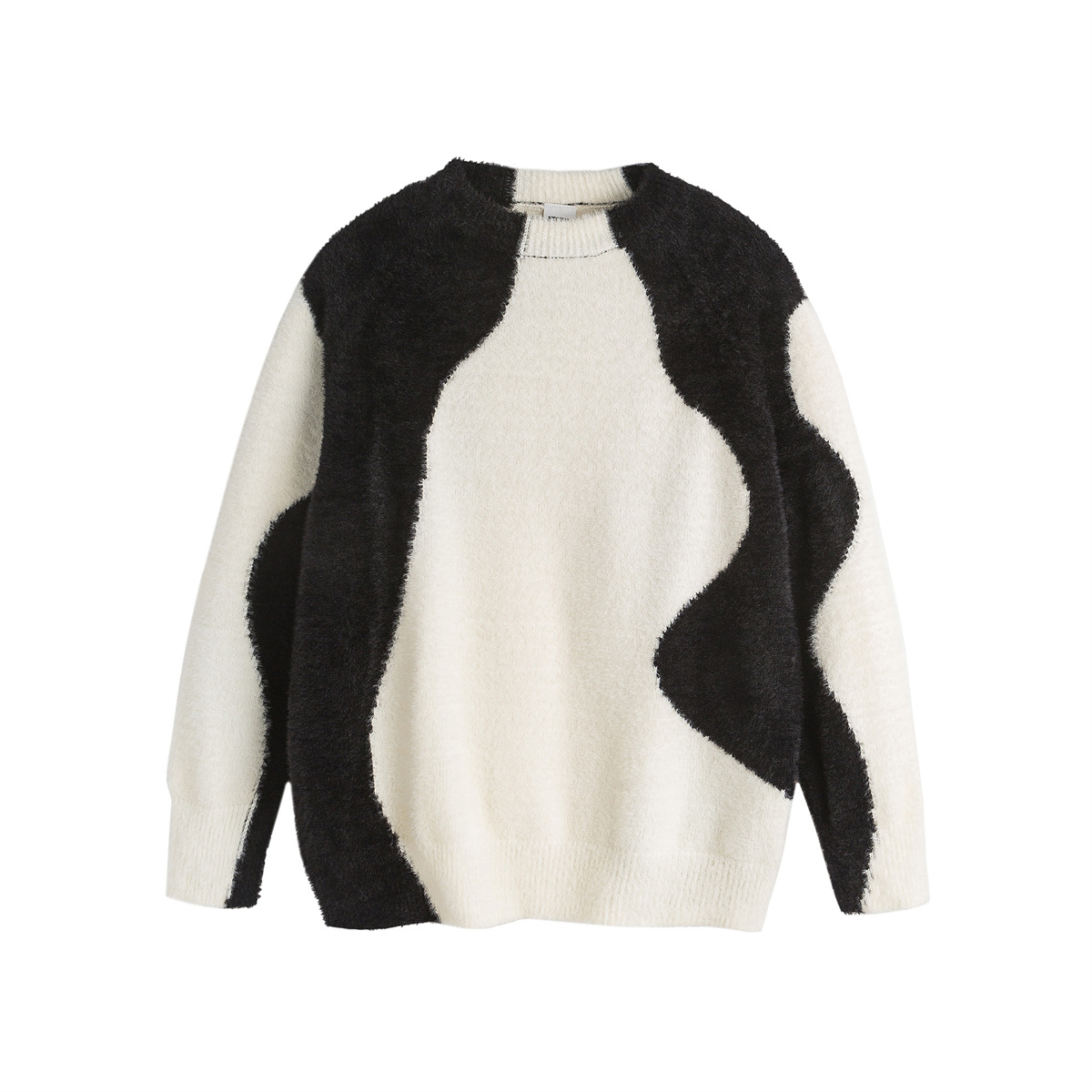 Oversized Long Sleeve Crew Two-Tone Workwear Sweater