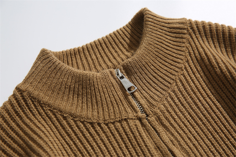 Japanese Workwear Plain Zip Front Cardigan