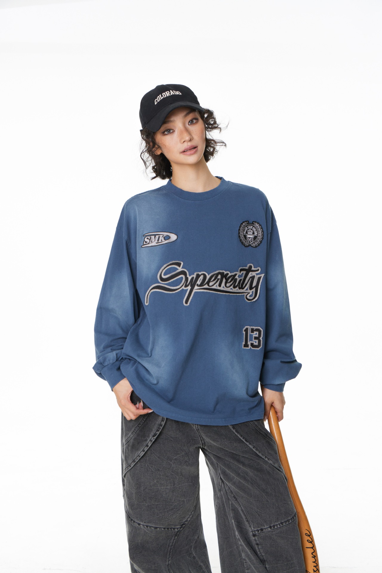 Vintage Mixed Stitched Cotton Crew Sweatshirt