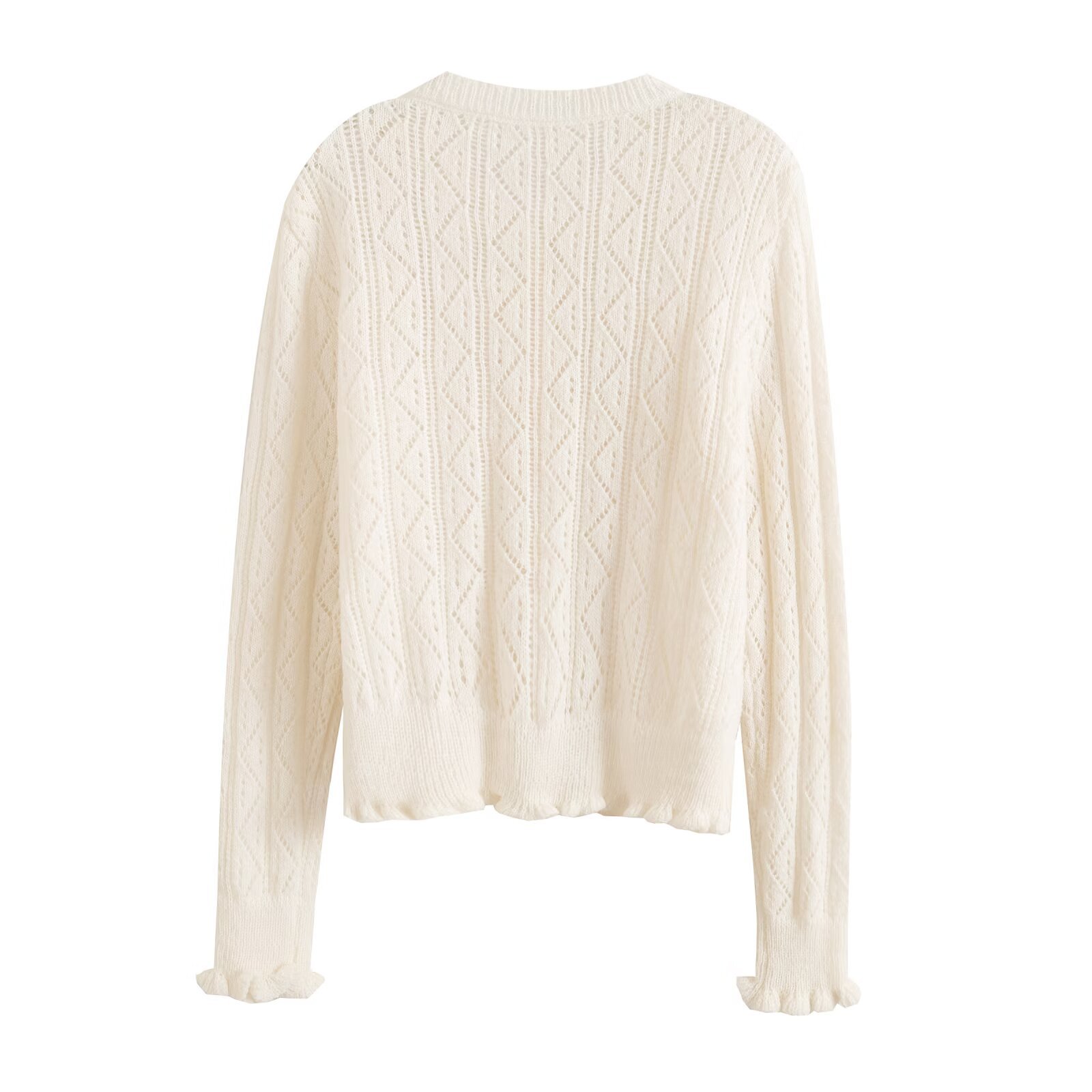 Ladies' Regular Fit Solid Polyester Button-Front Cardigan