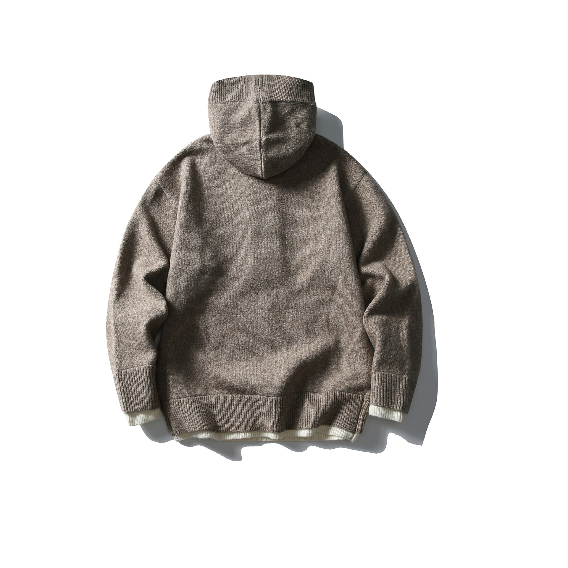 Premium Faux Layered Partial Zip Hood Sweater
