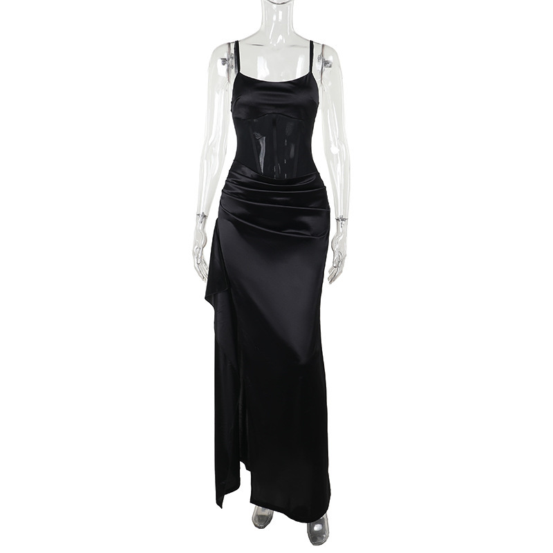 Illusion Split Shoulder Bodycon Utility Dress