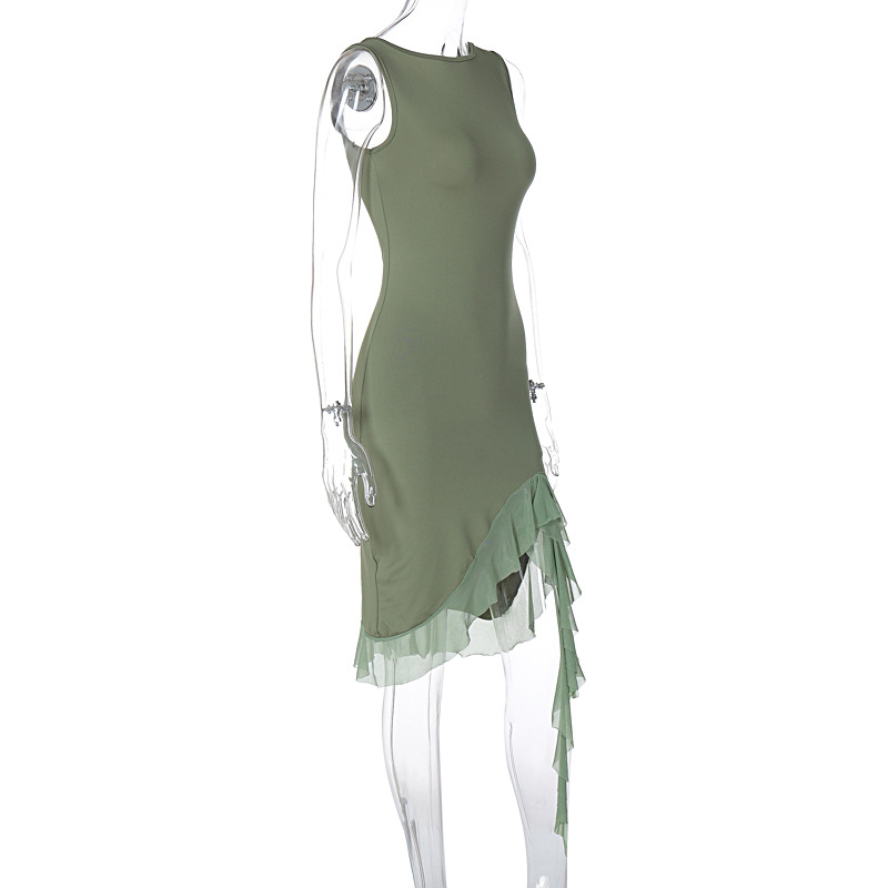 Mid-Rise A-Line Round Neck Contour Tank Dress