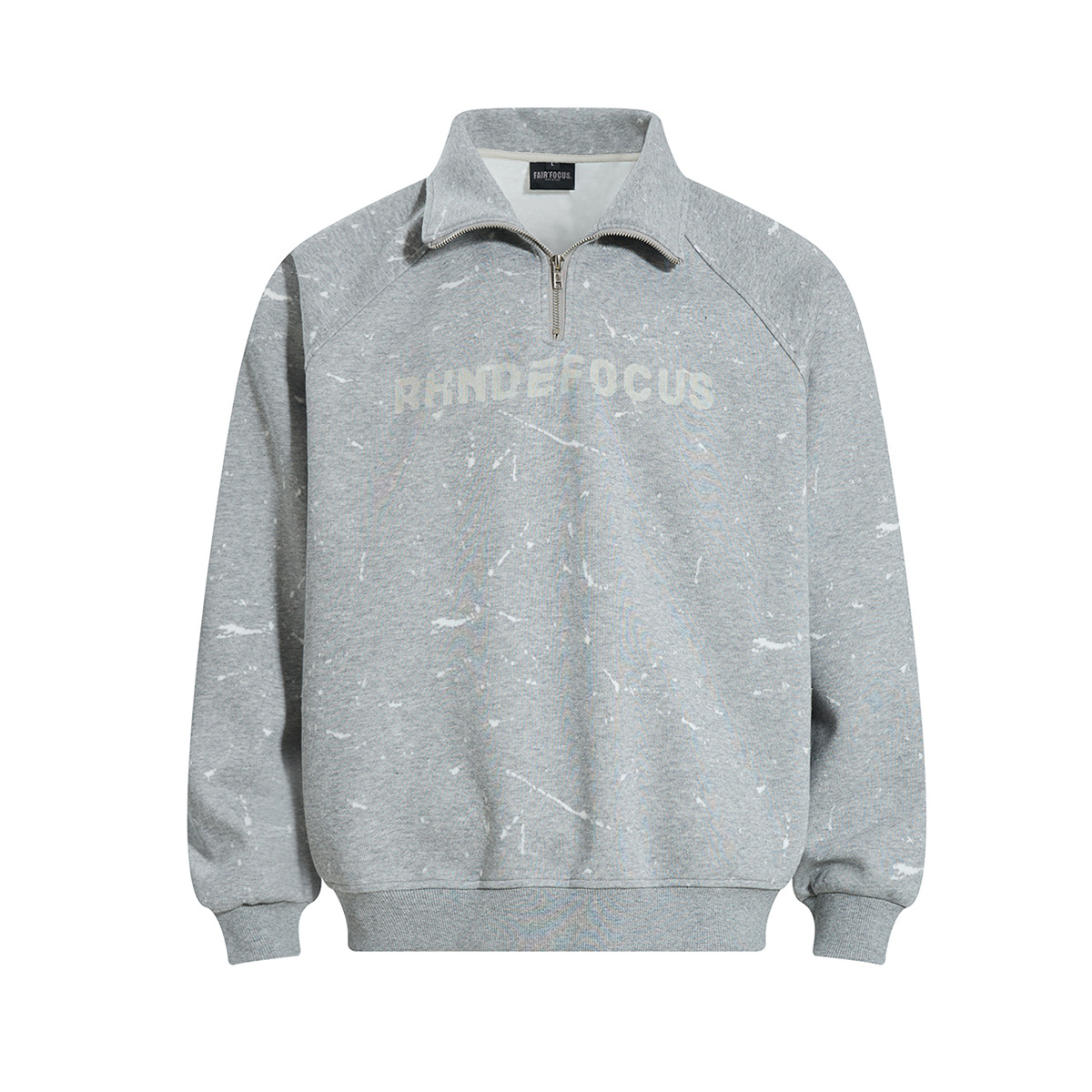 Half open collar raglan sweatshirt with flip collar sweatshirt