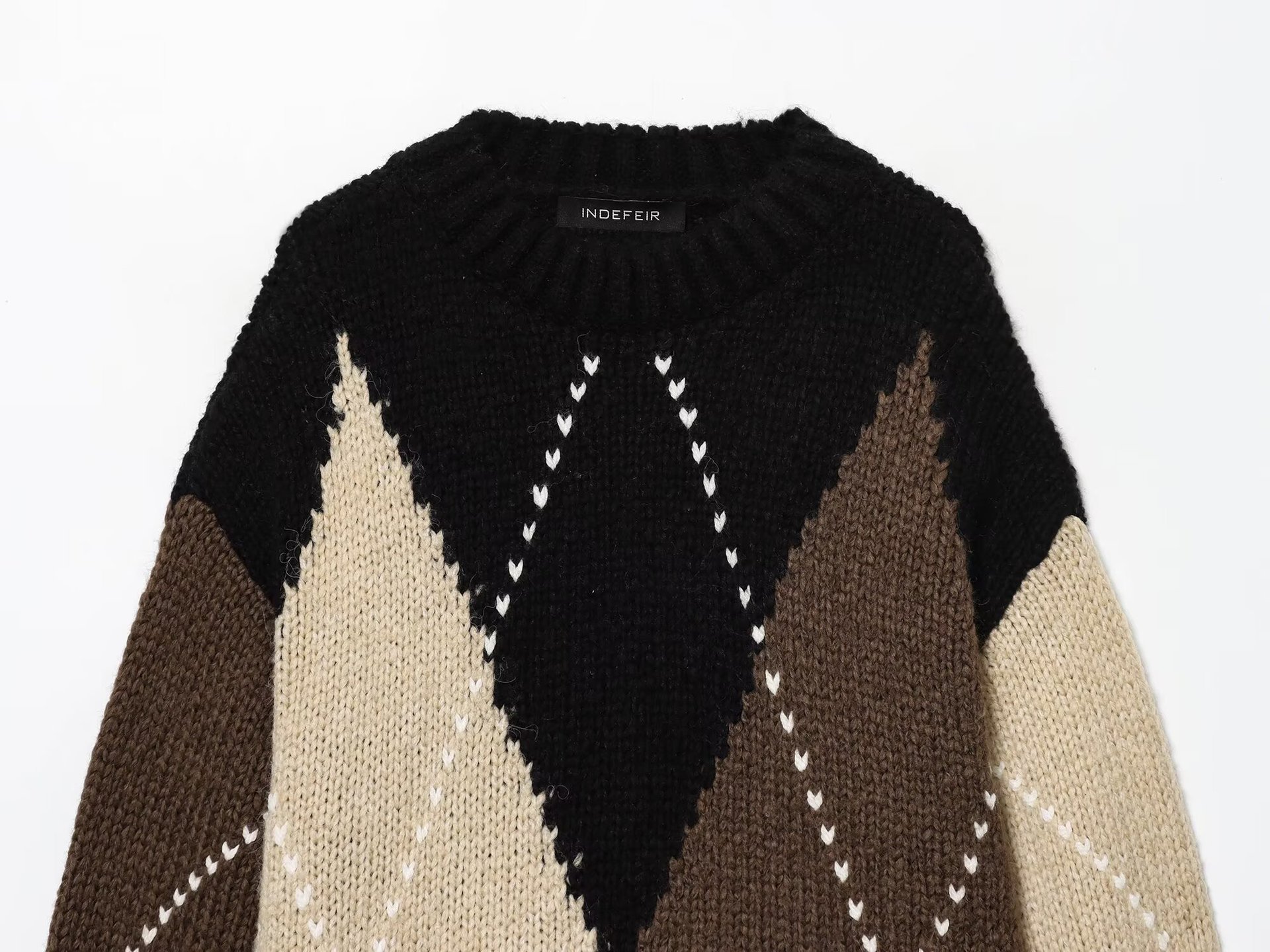 Long Sleeve Geometric Polyester Sweater