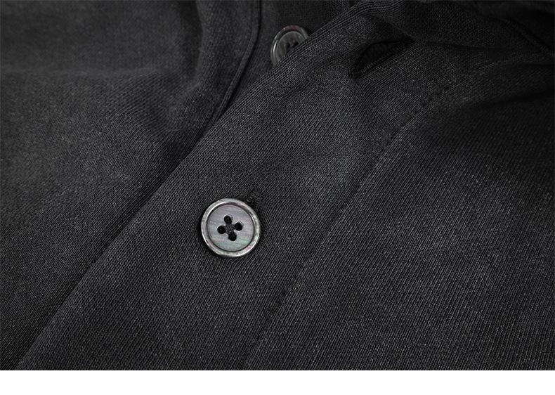 Color-Wash Oversized Button Placket Cotton Sweatshirt