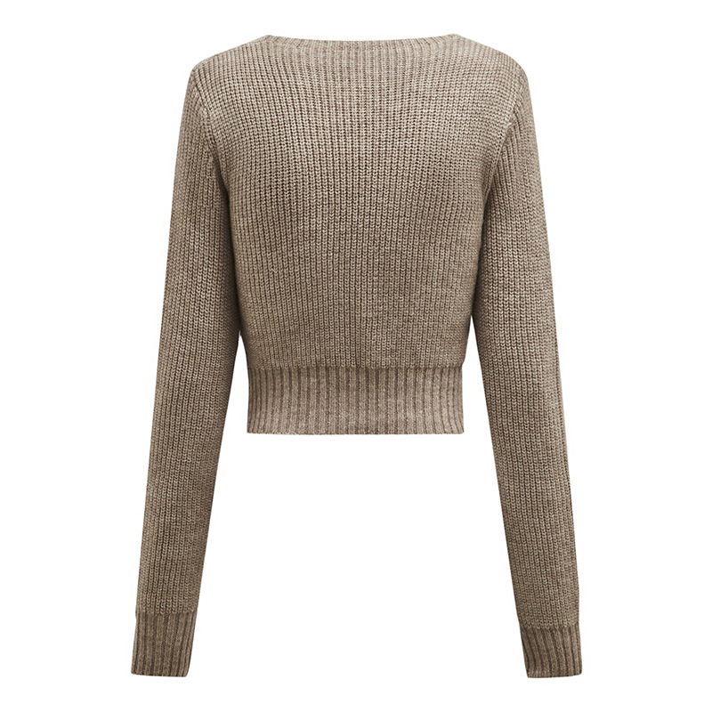 Long Sleeve Pointed Collar Sweater For Her