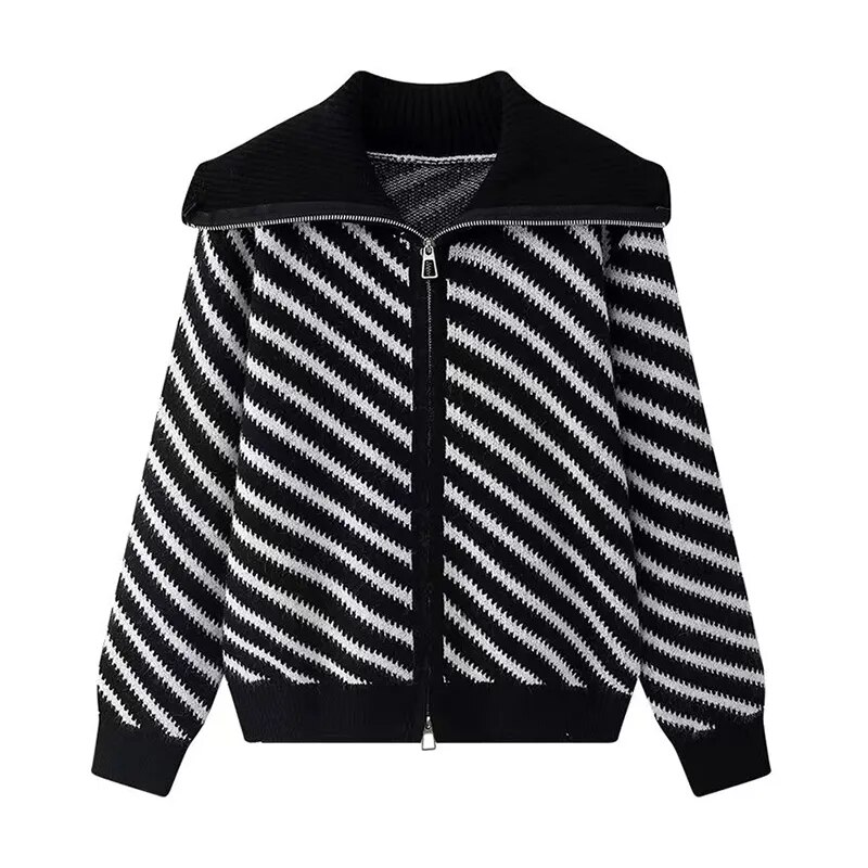 Her Vintage Contrast Open Front Cardigan