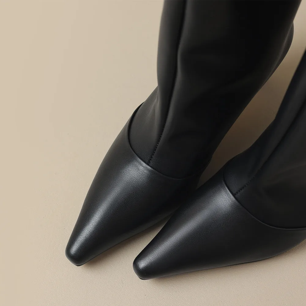Ladies Classic Pointy Cowhide Tall Boot