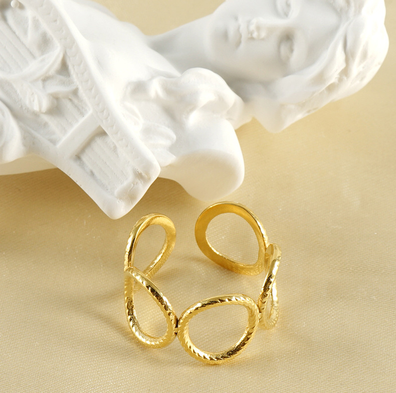 Stainless Steel Rings For Women Men Gold Color Hollow Wide Ring Female Male Party Finger Jewelry Gift Trend Free Shipping