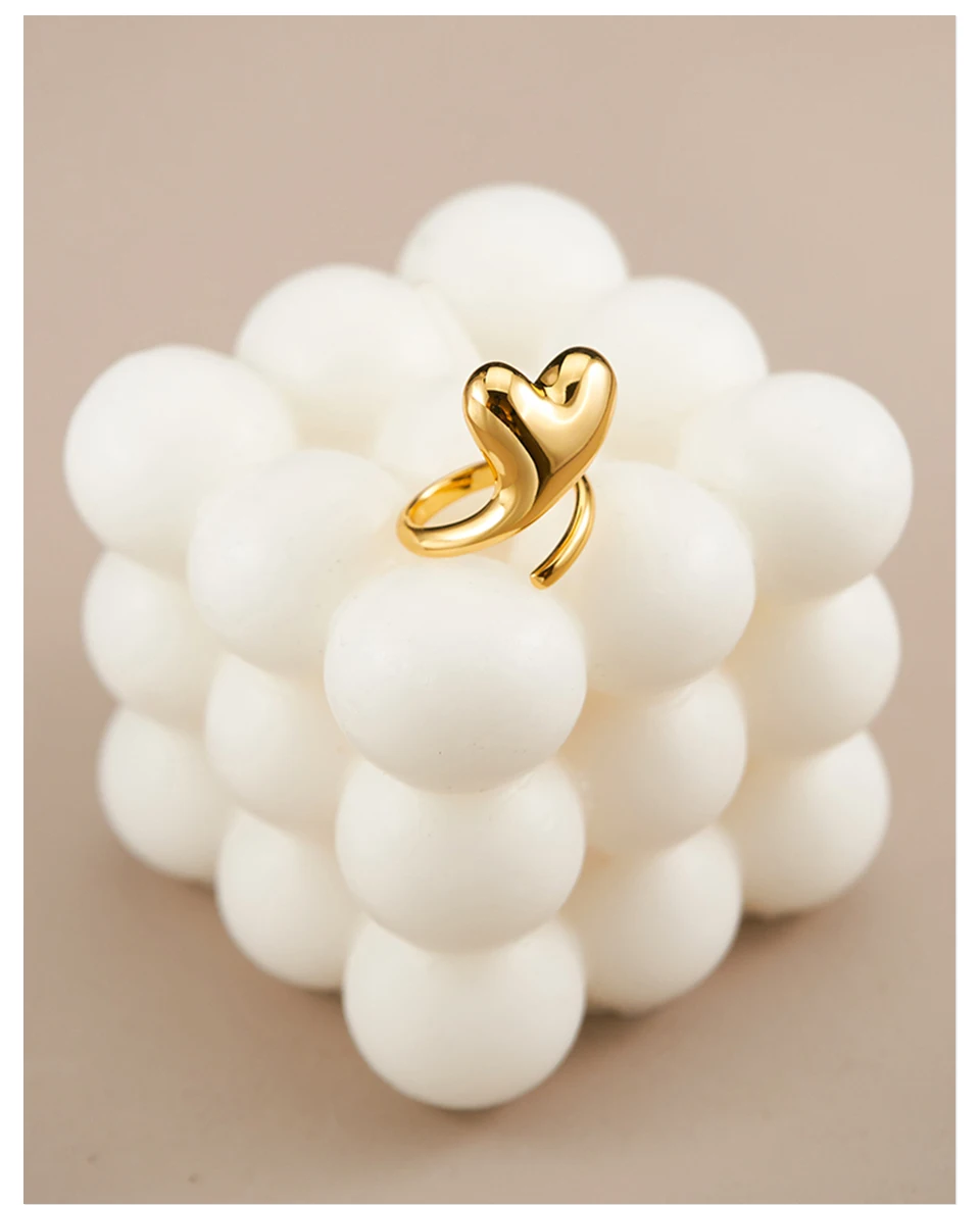 Mini Heart Ring For Women Bi Finger Brass Gold Plated Fashion Jewelry Copper Everydaywear Luck Romantic