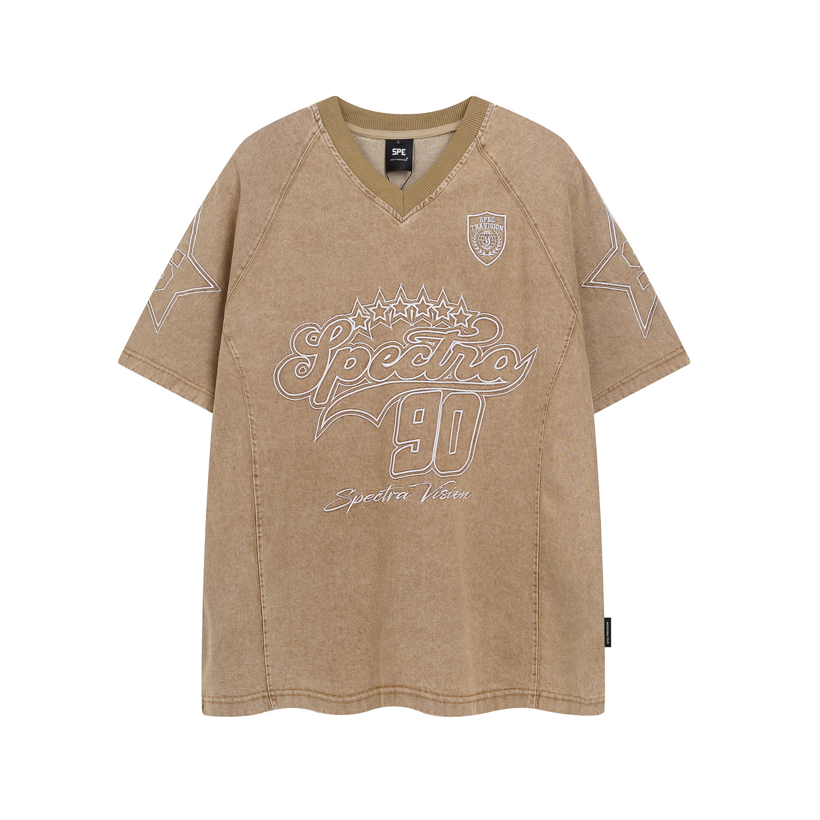 Unisex Oversized Cotton V-Neck Letter Tee