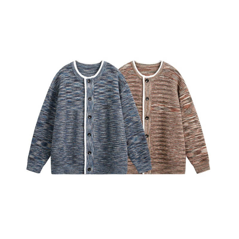 Block Cardigan Sweater Unisex Lazy Style Casual Knitwear