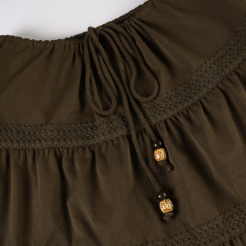 Soft Band Spliced Texture Feminine Skirt