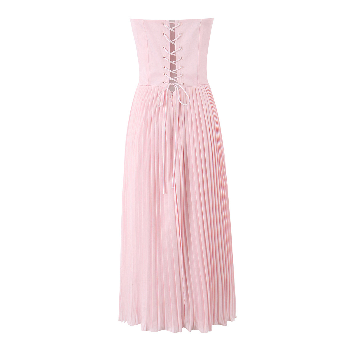 Solid One-Shoulder Sleeveless High-Waist Midi Dress