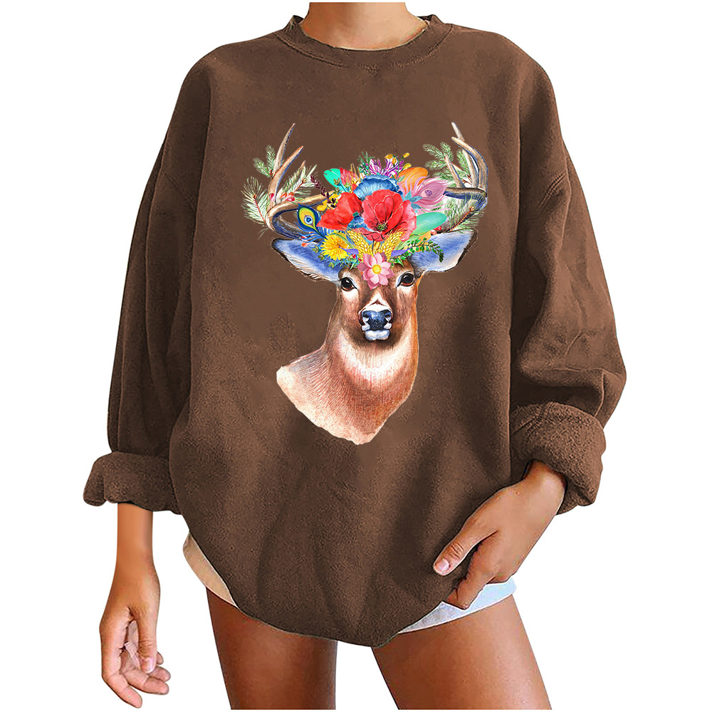 Women's Japanese Korean Oversized 3D Fawn Print Hoodie