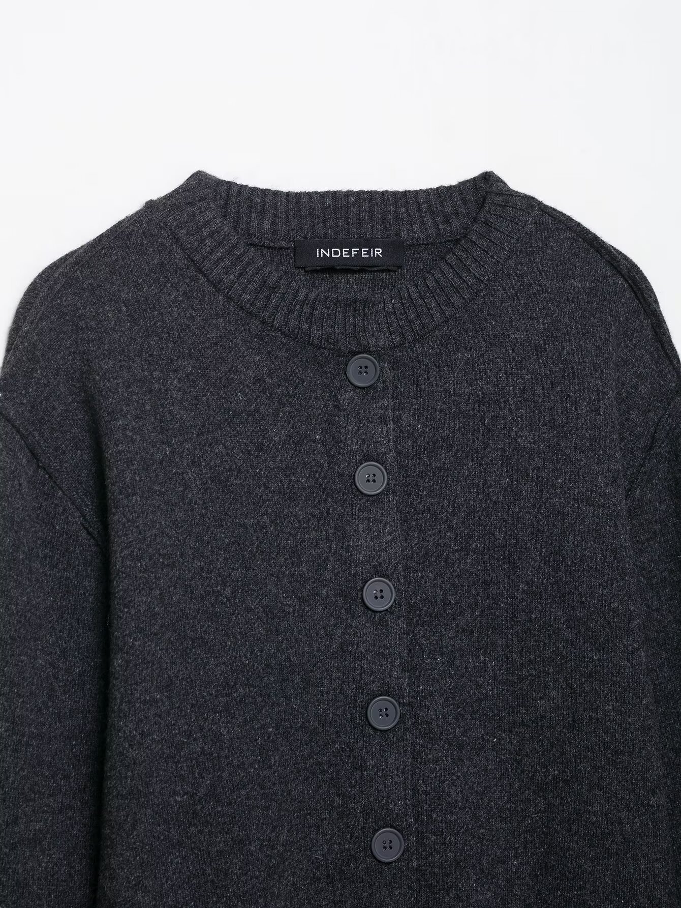 Crew Neck Full Sleeve Button Front Polyester Sweater