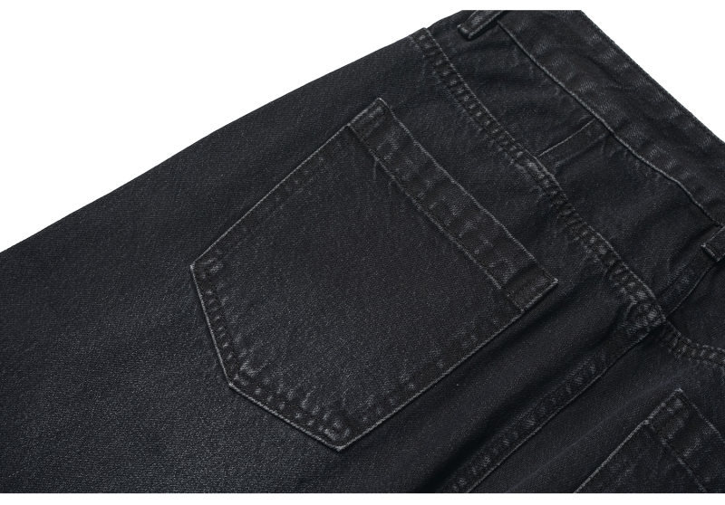 Washed Distressed Wide-Leg Straight Leg Denim Pants