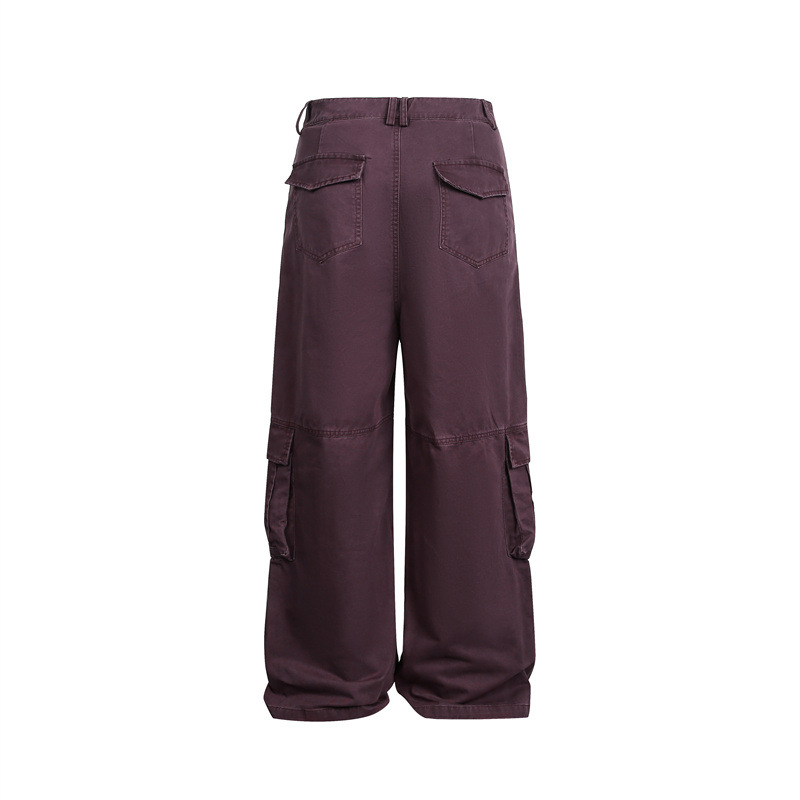 Multi-Pocket Cargo Pants Loose Wide-Leg Casual Trousers